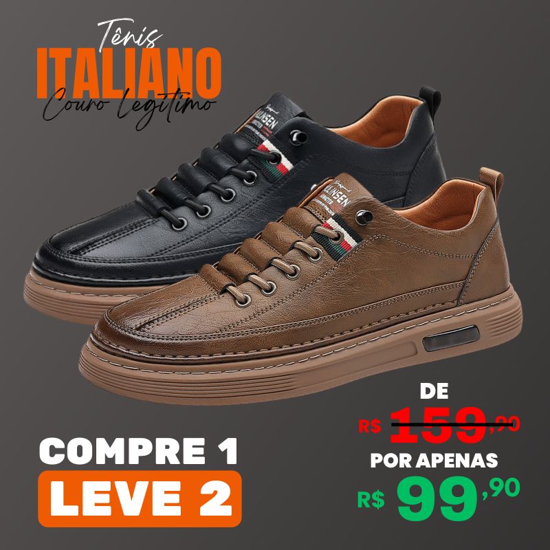 [COMPRE 1 LEVE 2] Tênis Ortopédico Italiano de Couro Legitimo