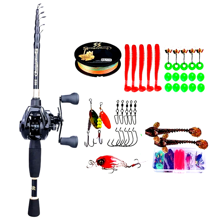 Kit Profissional de Pesca Com Mochila, Vara, Carretilha e Acessórios (EM LIQUIDAÇÃO 2025)
